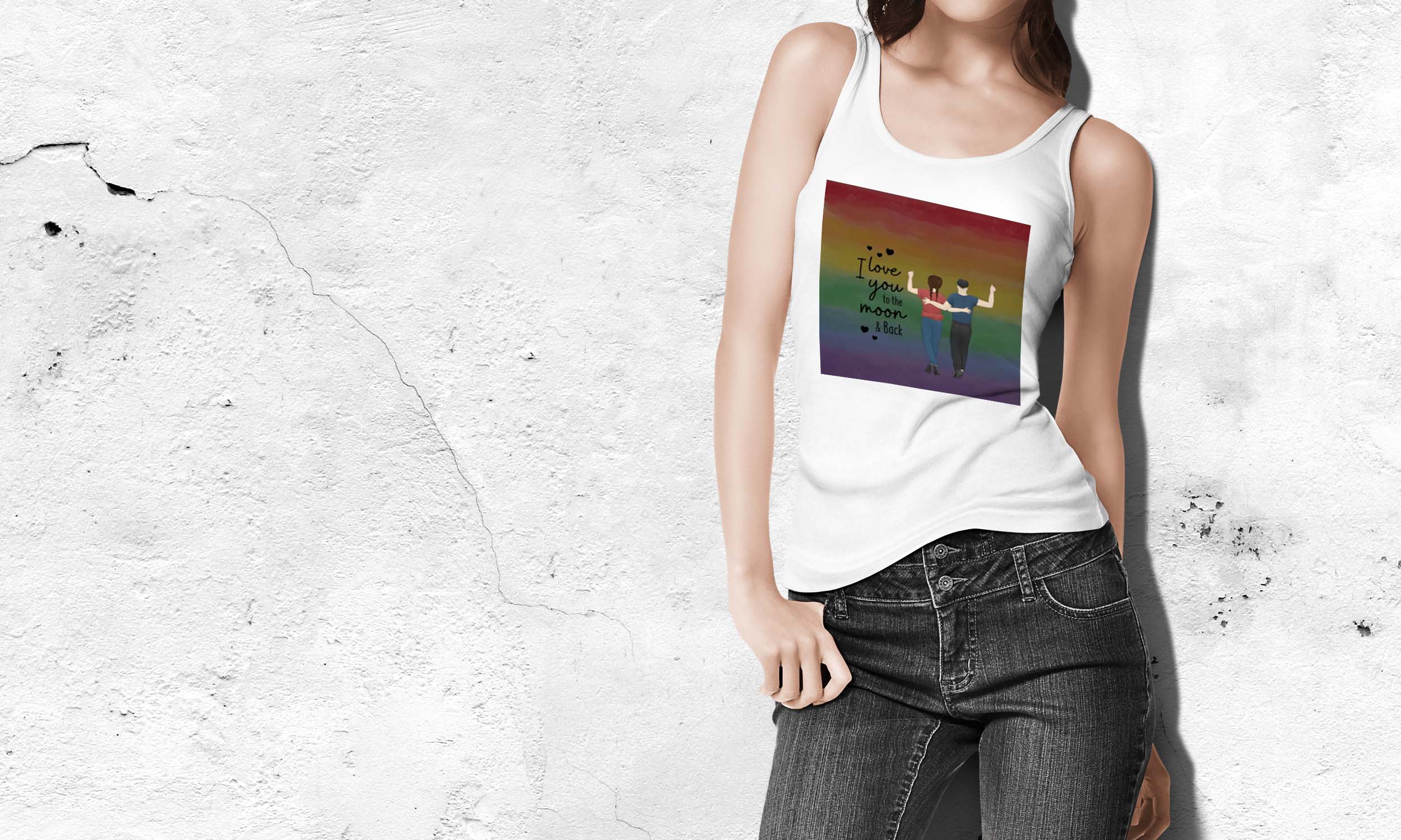 I Love you to the moon & back | Women's Flowy Scoop Muscle Tank